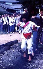 Girl doing fire walk