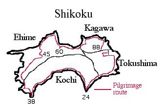 Map of Shikoku and the pilgrimage